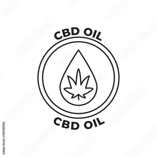 Cbd oil label icon in black line style icon, style isolated on white background