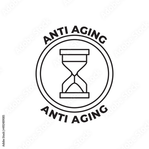 Anti-aging label icon in black line style icon, style isolated on white background