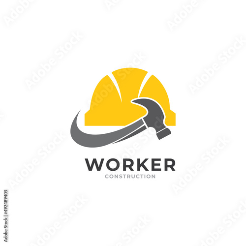 Element logo vector, Construct logo vector template. Helmet construction and gear design concept for building, architect, contractor, repair and landmark.