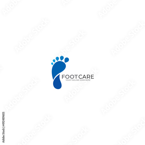 Foot care logo, Vector of footprints with symbol of health and clinic. health and care logo template