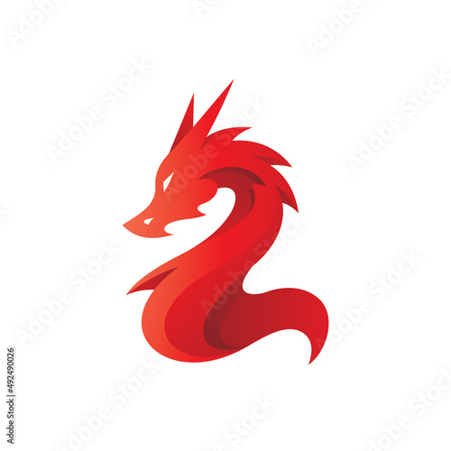 Wallpaper Mural Dragon serpent illustration with modern 3D gradient color, dragon logo vector icon Torontodigital.ca