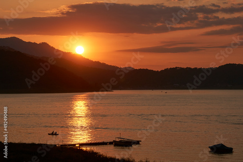 Beautiful sunset on the lake of Valle de Bravo  Mexico