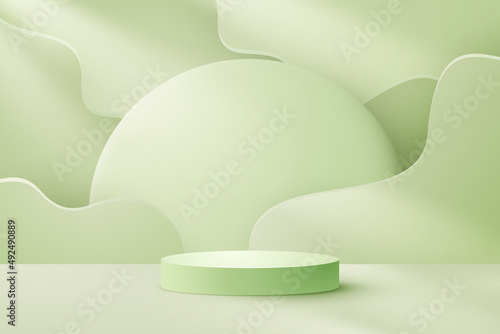 Abstract green podium display background for your product presentation or product display pedestal