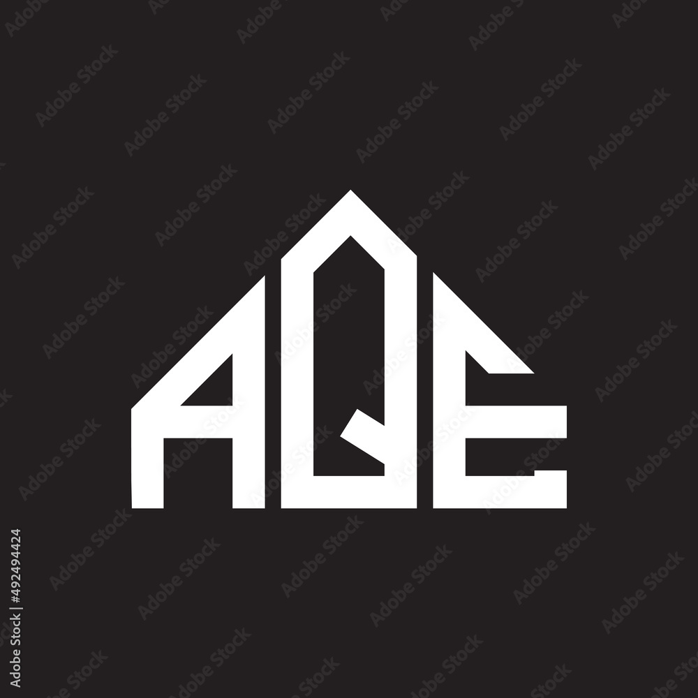 AQE letter logo design. AQE monogram initials letter logo concept. AQE letter design in black background.