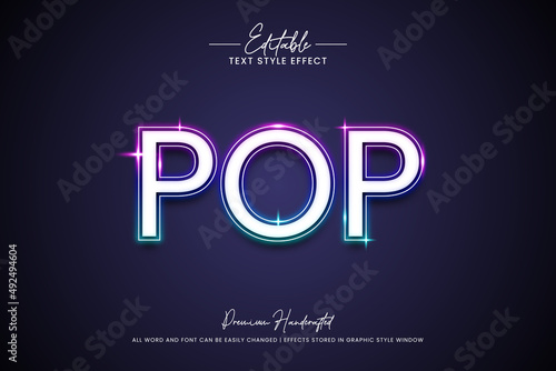 Neon Pop 3d Text Style Effect. Editable illustrator text style.
