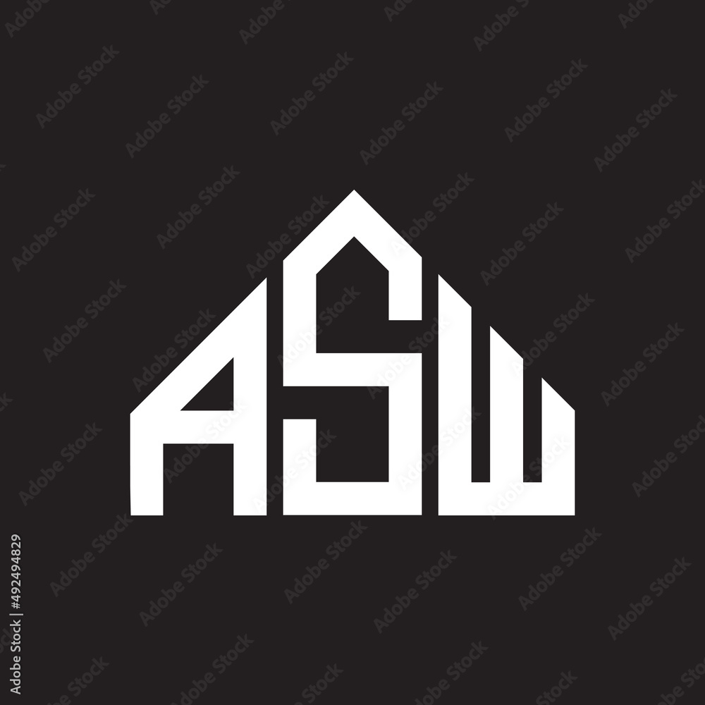 ASW letter logo design. ASW monogram initials letter logo concept. ASW letter design in black background.