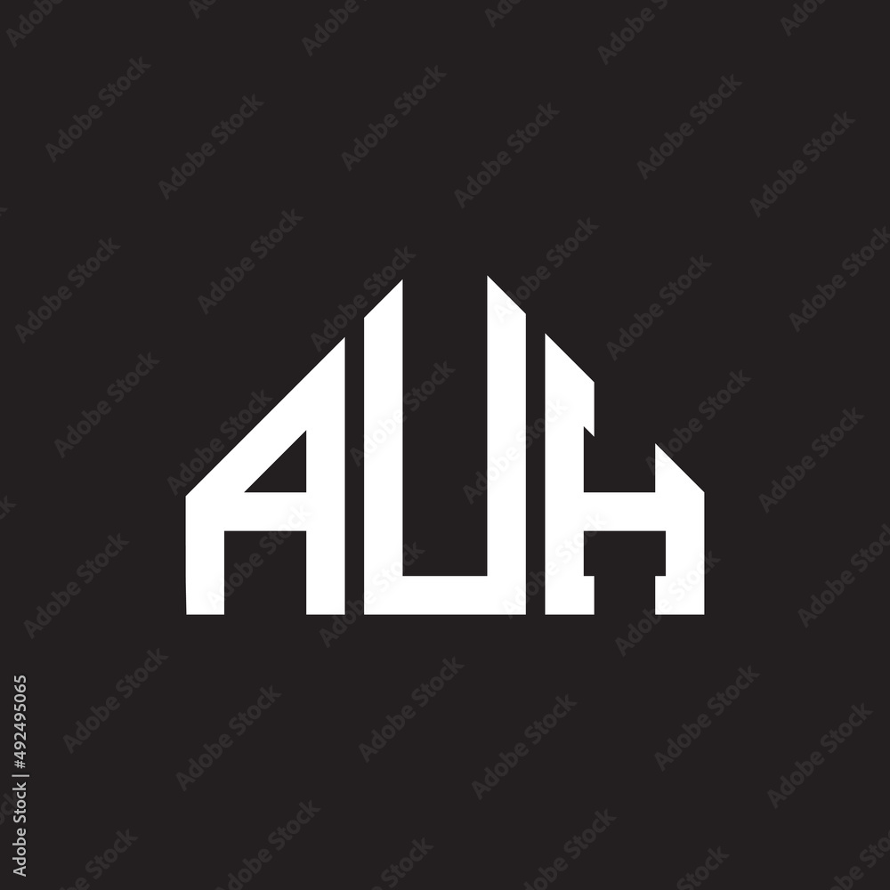 AUH letter logo design. AUH monogram initials letter logo concept. AUH letter design in black background.