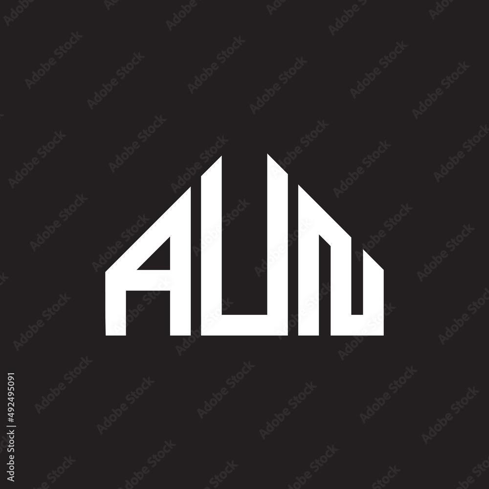 AUN letter logo design. AUN monogram initials letter logo concept. AUN letter design in black background.