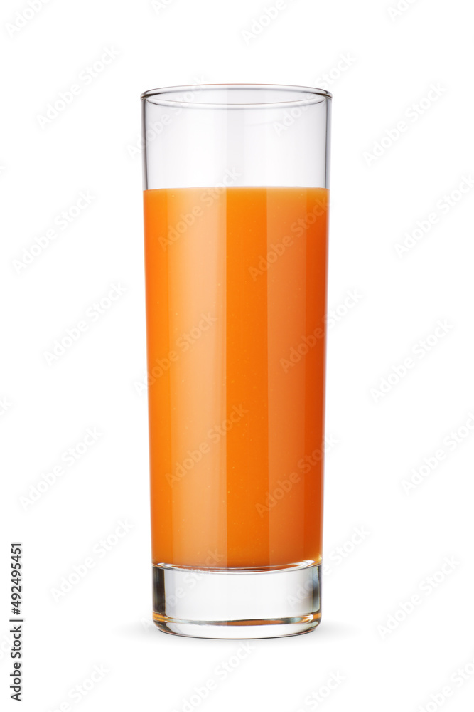 Carrot juice glass isolated on white. Carrot juice glass isolated on white.