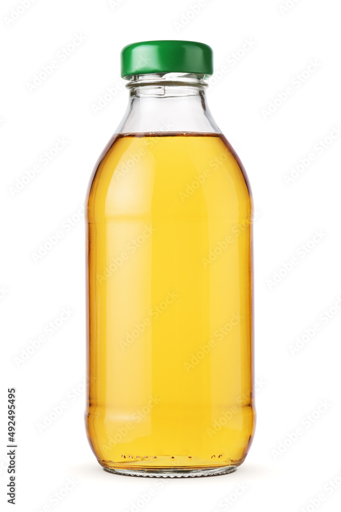Apple juice in a glass bottle isolated. Apple juice in a glass bottle isolated.