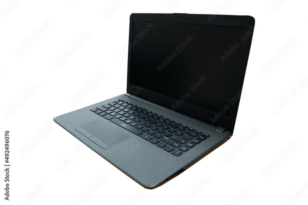 Black laptop photo with white background Black laptop photo with white background