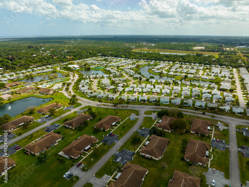 Aerial drone image of residential communities in Fort Pierce and Port St Lucie FL photo