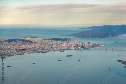 Photography Aerial view of San Francisco and southern Marin County