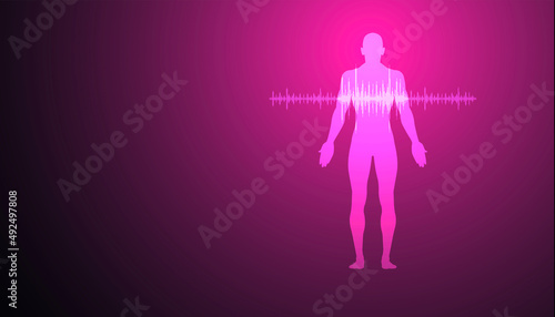 ecg, sistema immunitario, corpo umano, silhouette,