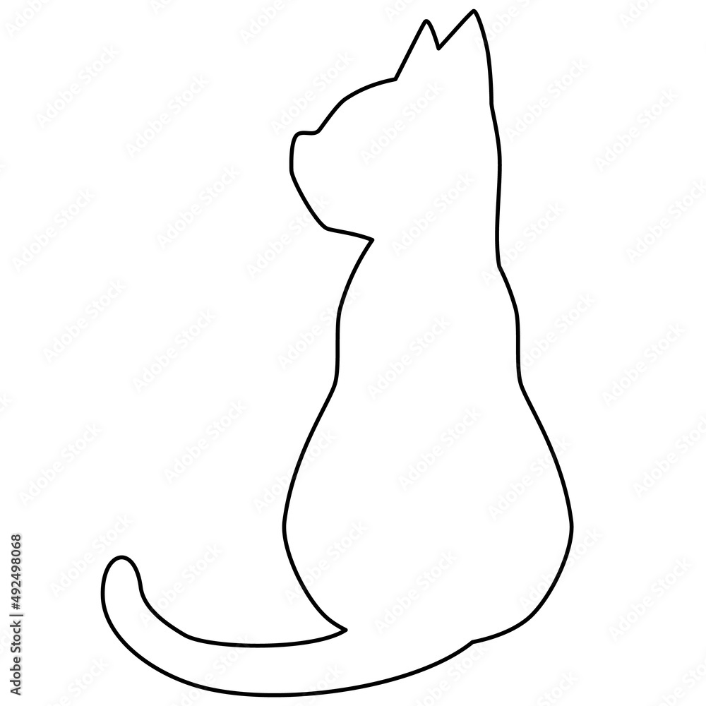 ネコのシルエット線画イラスト3 ネコのシルエット線画イラスト3