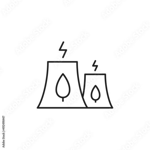 Nuclear reactor icon. Ecological energy. High quality black vector illustration.