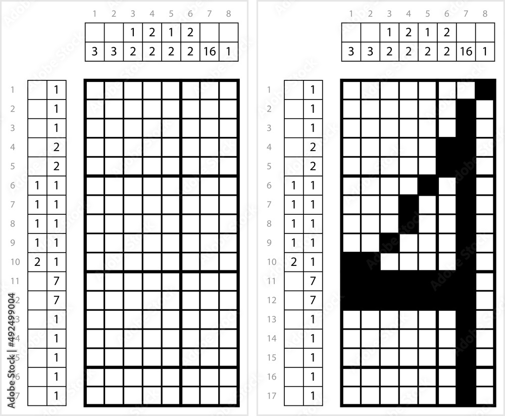 Fototapeta premium Number Four Nonogram Pixel Art M_2203001