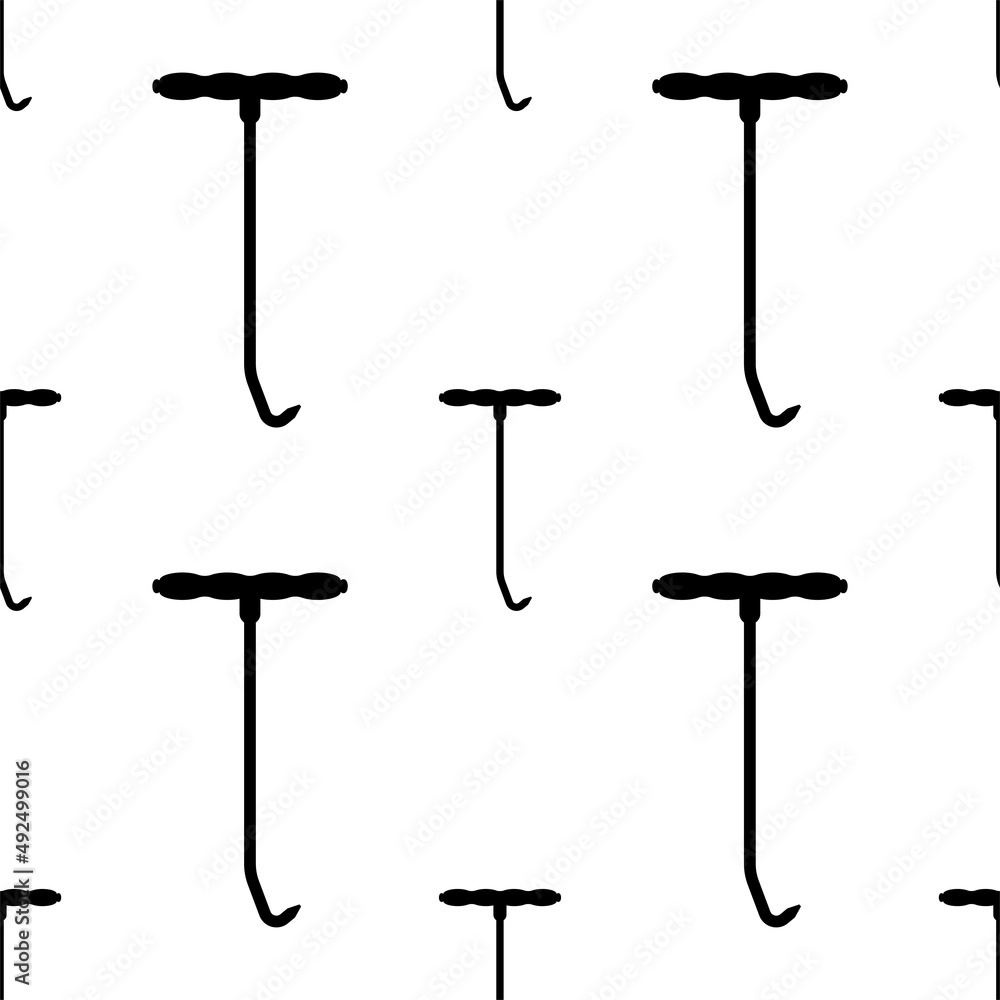 Spring Hook Puller Icon Seamless Pattern, T Handle Pipe Pulling Hook Tool, Exhausts Mount, Exhaust Pipe Puller Hook