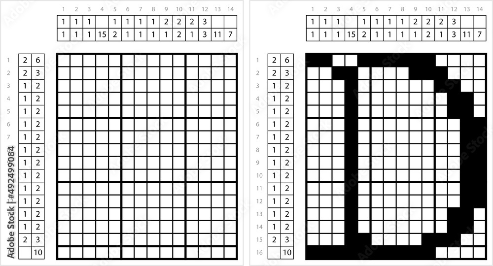 Fototapeta premium Alphabet D Nonogram Pixel Art M_2203001