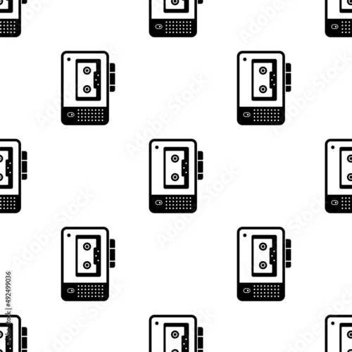 Voice Recorder Icon, Seamless Pattern, Voice Reordering Device