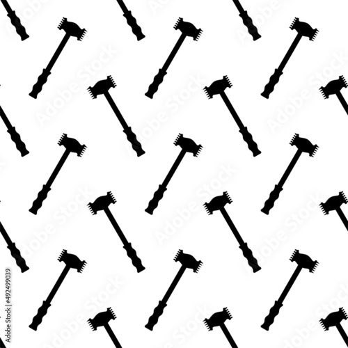 Meat Tenderizer Tool Icon Seamless Pattern, Meat Mallet, Meat Pounder For Tenderize Slab Of Meat