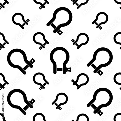 Shackle Icon Seamless Pattern, Gyve Icon, U Shaped Piece Of Metal With A Clevis Pin, Bolt