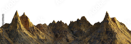 spiky mountain range isolated on white background banner