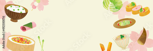 春グルメ水彩イラストポスター