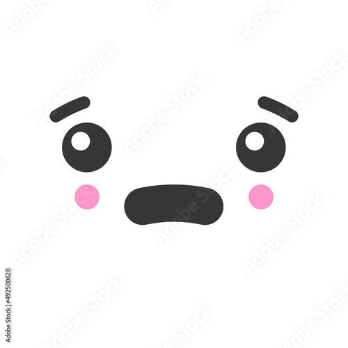 Bewildered kawaii cute emotion face, emoticon vector icon