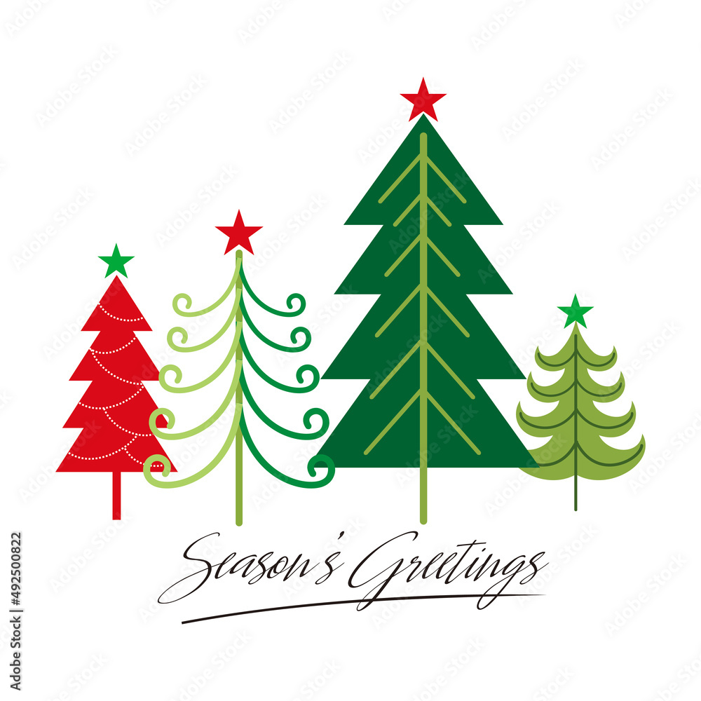 set of christmas tree for christmas card