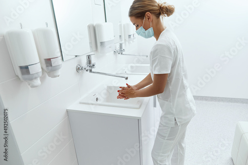 Doctor washes his hands  disinfect Their hands before surgery Concept of fight against coronavirus