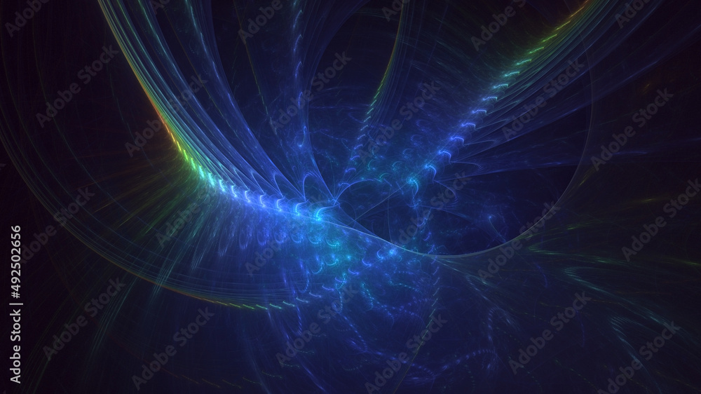 Fototapeta premium 3D rendering abstract blue fractal light background