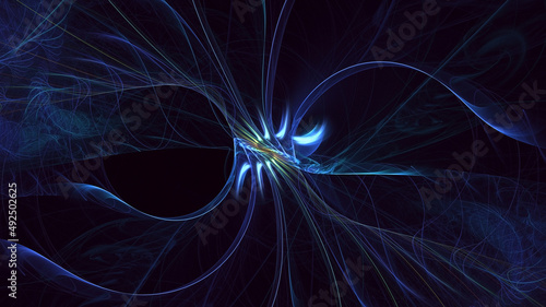 3D rendering abstract blue fractal light background