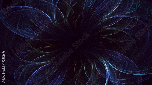 3D rendering abstract blue fractal light background