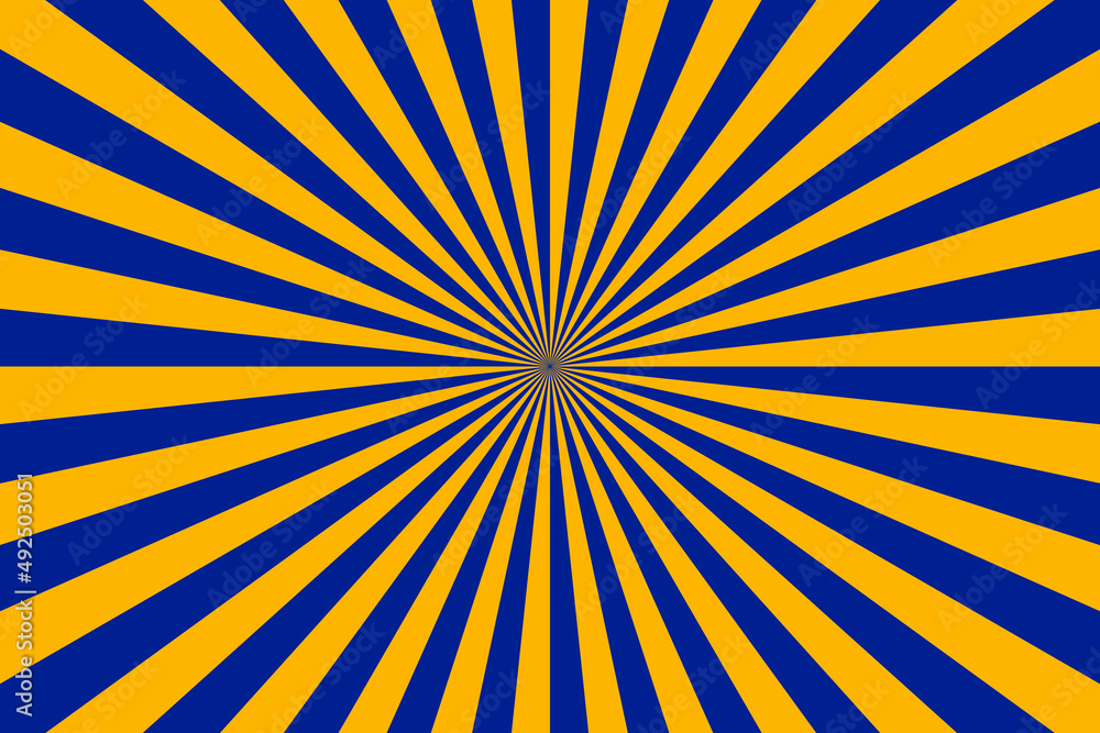 Obraz premium Blue yellow burst background. Rays background in retro style. Vector.