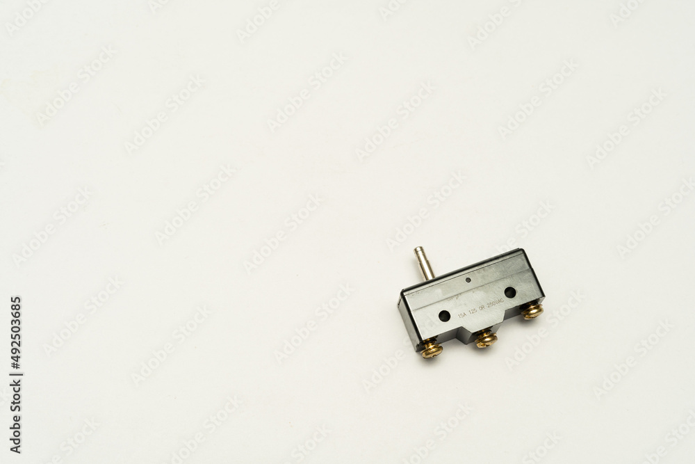 Limit switch sensor of the machine. Tiny limit switch for mechanical