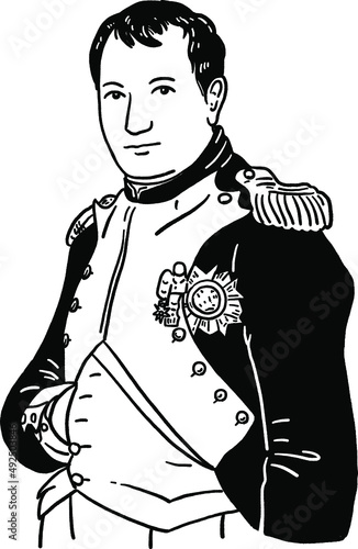 Napoleon Bonaparte French military leader Hand drawn Portrait line art Illustration