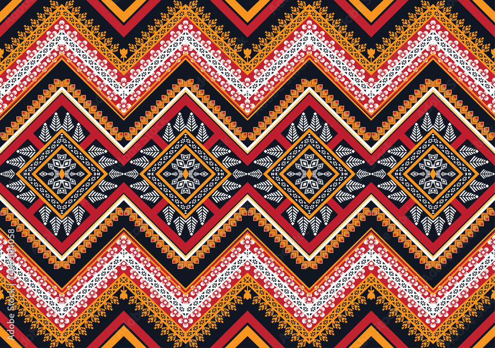 Geometric ethnic flower pattern for background,fabric,wrapping,clothing,wallpaper,batik,carpet,embroidery style. Geometric ethnic flower pattern for background,fabric,wrapping,clothing,wallpaper,batik,carpet,embroidery style.