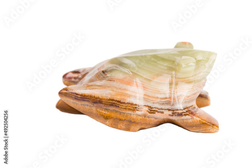 A frog made of onyx bringing good luck.