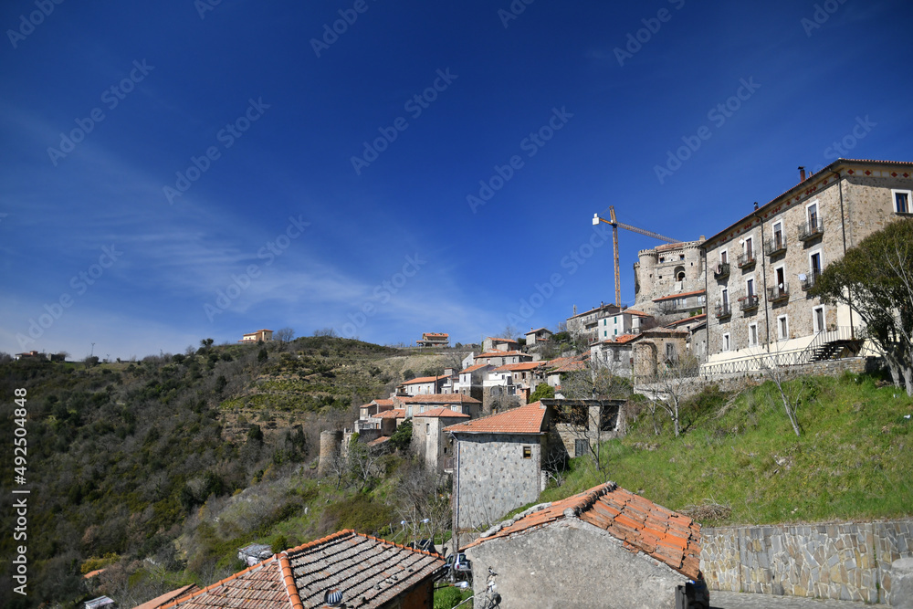 Panoramic view of Rocca Cilento, a medieval village in the province of Salerno, Italy.