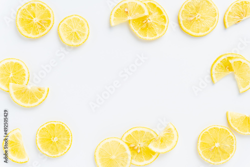 白背景のレモンのフレーム