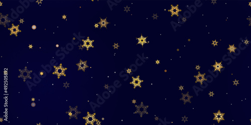 Gold Falling Snowflakes seamless pattern.