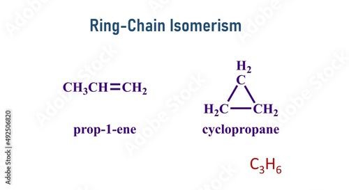 In ring-chain isomerism, one of the isomers has an open-chain structure whereas the other has a ring structure