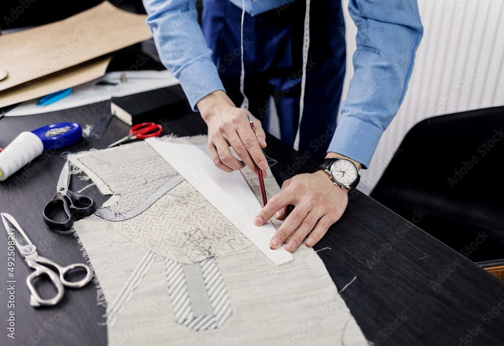 Obraz premium tailor's work table with cloth