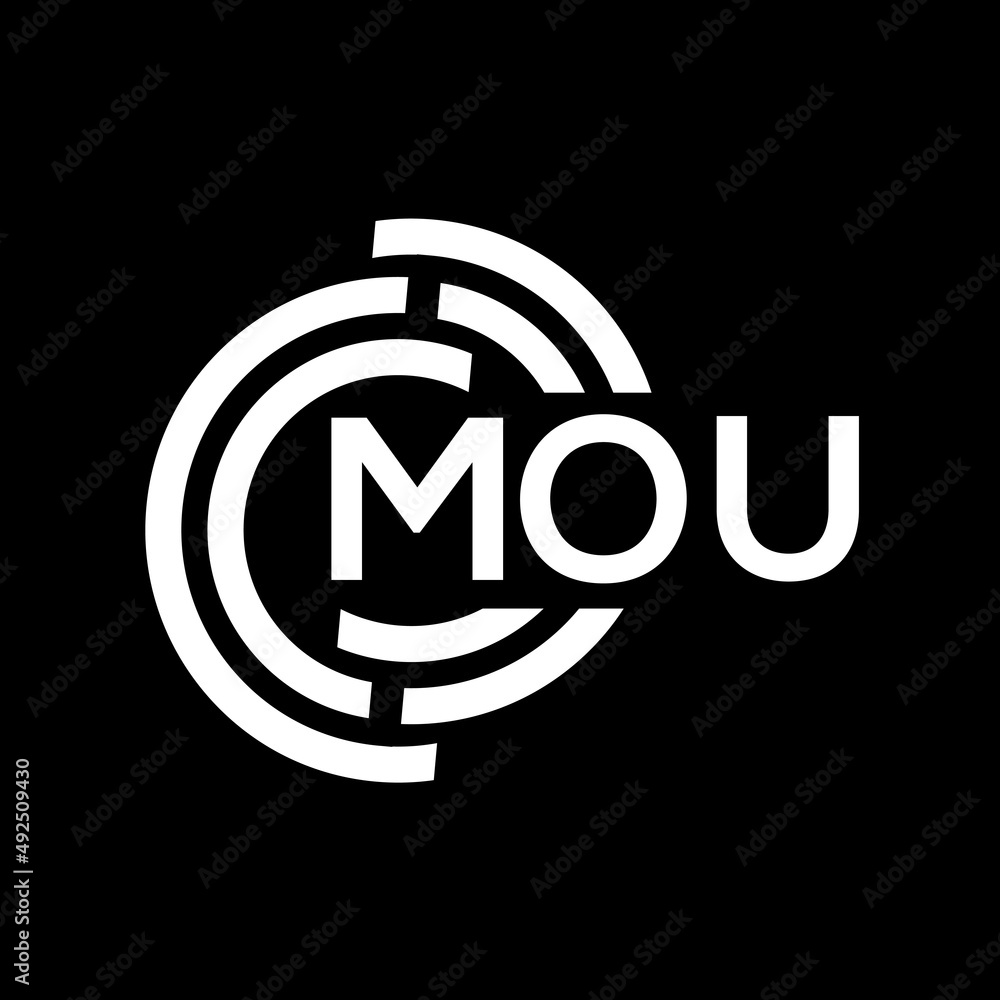 MOU letter logo design. MOU monogram initials letter logo concept. MOU letter design in black background.