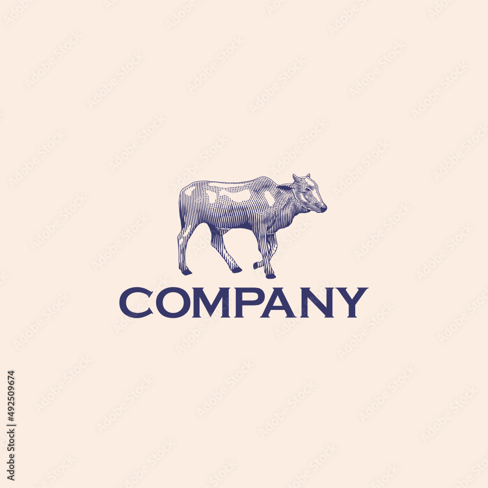 classic vector cattle logo design classic vector cattle logo design