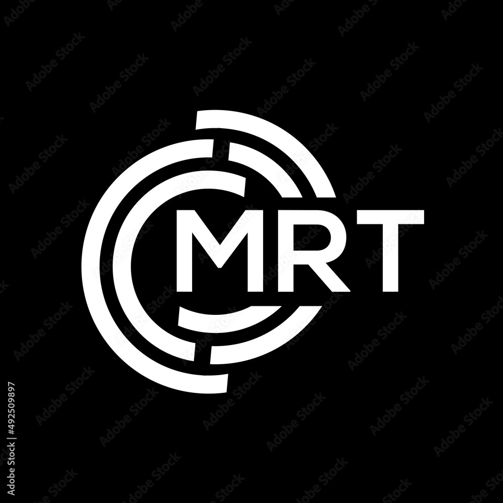 MRT letter logo design. MRT monogram initials letter logo concept. MRT letter design in black background.