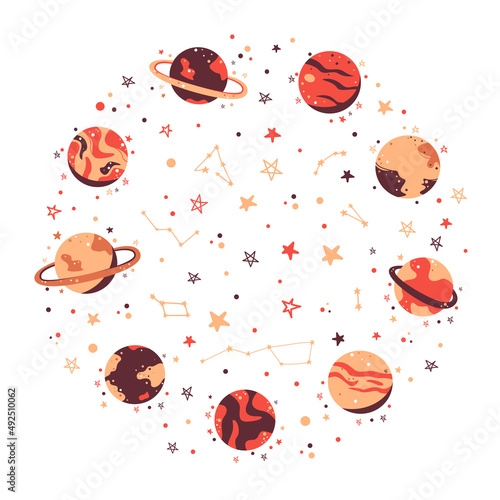 Space vector illustration. The universe, constellations and planets, stars.