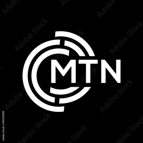MTN letter logo design. MTN monogram initials letter logo concept. MTN letter design in black background.