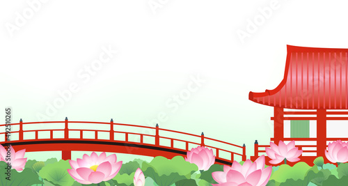 蓮　池　白背景